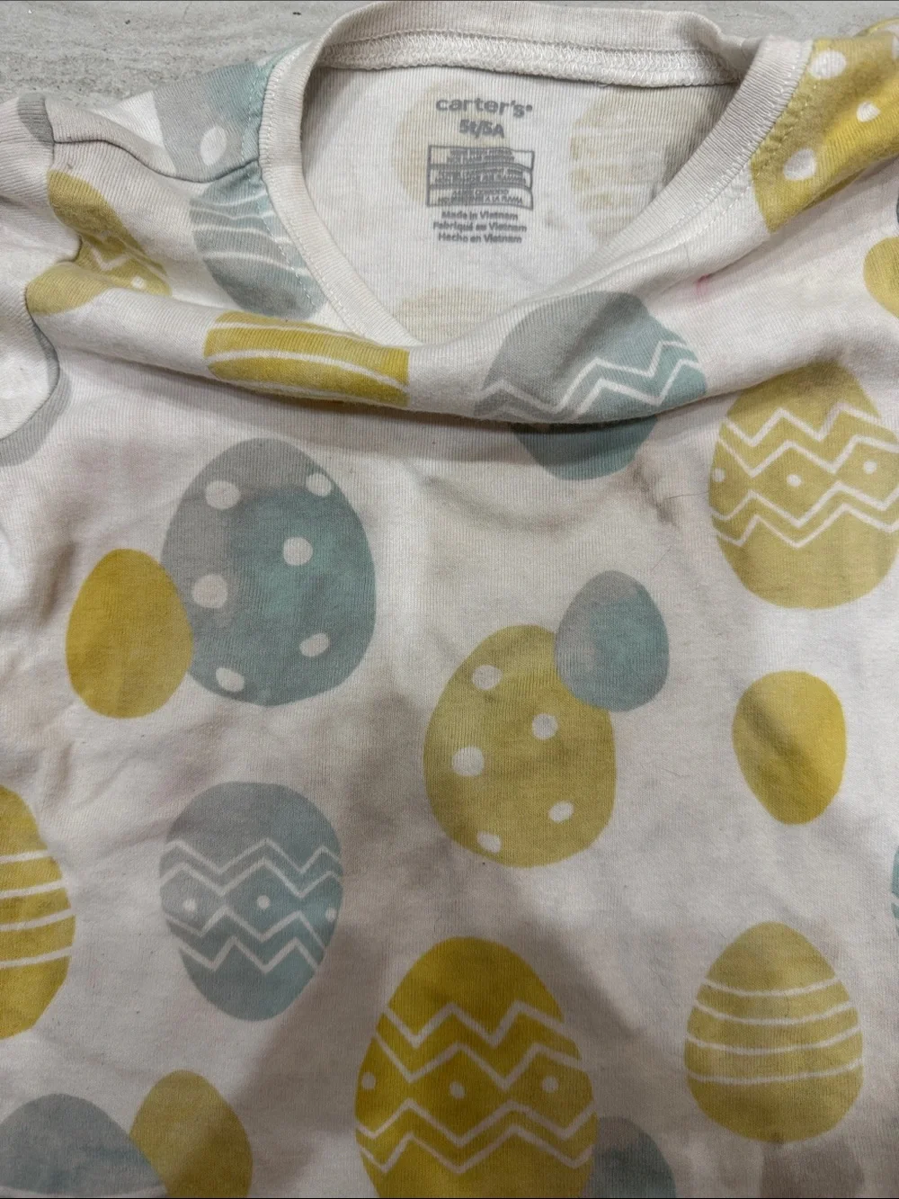 Carter's Short-Sleeve Pajama Set in Yellow & Light Blue Egg Print